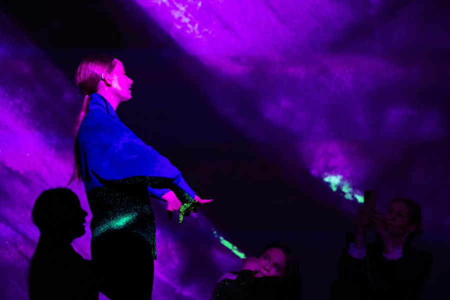 Marie K&oslash;lb&aelig;k Iversen making a performance