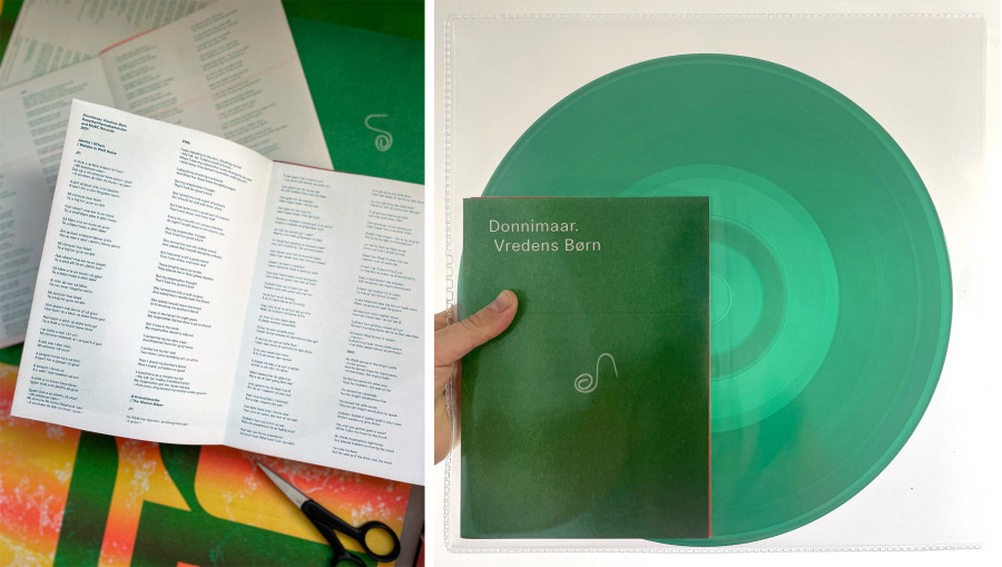 A green vinyl record